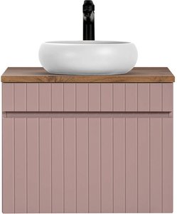 Waschbeckenunterschrank 60 cm, Waschbecken rund IRAKLIO-56-ROSE rosa Eiche Nb., B/H/T ca. 60,4/60,5/46 cm