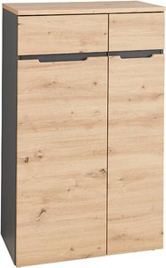Büroschrank 2-türig, 75cm breit, graphit mit Eiche, MANRESA-36
