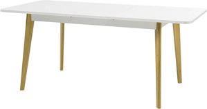 Esszimmer Tisch, ausziehbar 140-180cm, in Weiß Matt mit Eiche STOCKTON-61