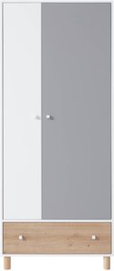 Kleiderschrank 80cm in weiß mit Eiche und grau FAIRFAX-133