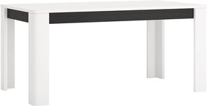 Esstisch ausziehbar, 160-200cm, weiß Hochglanz mit Eiche schwarz, VISALIA-129