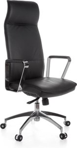 Bürostuhl Echtleder Schwarz Schreibtischstuhl X-XL 120 kg Synchronmechanik Chefsessel Kopfstütze hoch