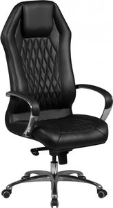 Bürostuhl MONTEREY Echt-Leder Schwarz Schreibtischstuhl 120KG Chefsessel hohe Rückenlehne mit Kopfstütze X-XL