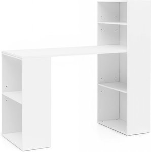 Schreibtisch WL5.692 mit Regal 120 x 120 x 53 cm Weiß Matt Holz Modern
