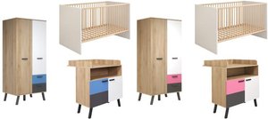 Babyzimmer Set 3-tlg. inkl. Kleiderschrank 2-türig MATS COLOR von Trendteam Bianco Buche / Weiß