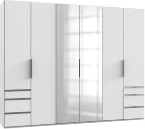 Kleiderschrank 3m mit Spiegel und Schubladen LEVEL36 A Weiß