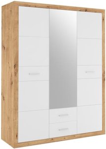 Kleiderschrank mit Spiegel und Schubladen Artisan Eiche / Weiß 151 cm STONE